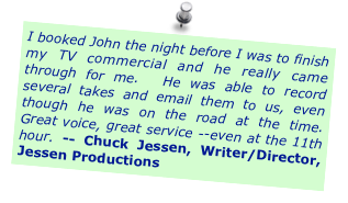 John was a pleasure to work with: prompt, courteous, professional. And we love his voice. -- BK Marcus, Managing Editor,
Ludwig von Mises Institute